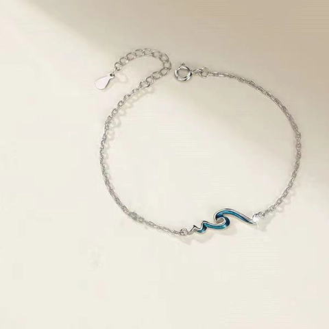 Pulseras De Pareja Montaña Mar Cobre Colgantes Esmalte Cadena Ajustable Joyería Para Enamorados Regalo Romántico