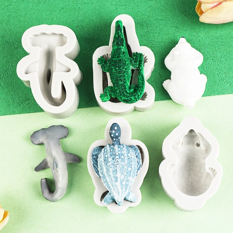 Stampi In Silicone Animali Per Decorazione Torte Fondant Resina Argilla Artigianato Squalo Coccodrillo Tartaruga Orso Polare DIY