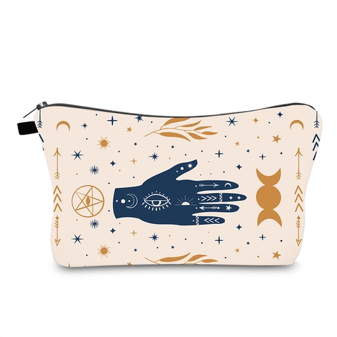 Bolsa de Maquillaje para Mujer Moda Mal de Ojo Patrón Místico Impermeable Poliéster Neceser con Cremallera Bolsa para Viaje Diario