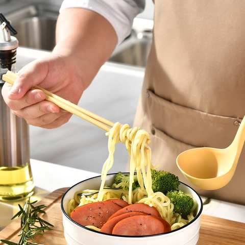 Silikon Suppenlöffel Essstäbchen Hitzebeständig Antihaft Integrierte Küchenutensilien Ramen Babynahrung Macaron Farben