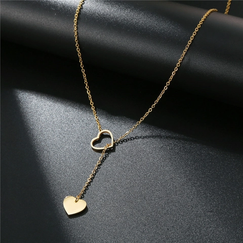 Minimalist Stainless Steel Heart Pendant Y Necklace Gold Silver Plated Clavicle Chain For Women Fashion Jewelry Gift