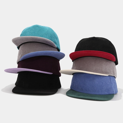 Cappello Da Baseball Retro In Velluto A Coste A Tesa Piatta Snapback Regolabile Hip Hop Streetwear Per Uomo E Donna