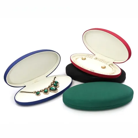 Eleganter Ovaler PU Leder Schmuckkästchen Mit Samtfutter Halskette Ohrringe Ringe Lagerung Schmuck Verpackung Geschenkbox Damen