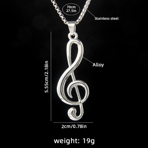 Violinschlüssel Musiknote Anhänger Halskette Mit Edelstahl Boxkette Musikliebhaber Schmuck Für Herren Damen Hip Hop