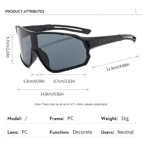 Sports Sunglasses Oversized Shield PC Frame PC Lens UV400 Protection Windproof Cycling Outdoor Mountaineering Unisex