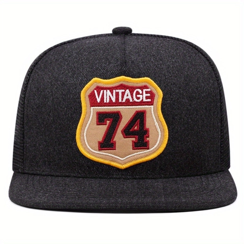 Trucker Cap Retro Stickerei Mesh Baseballkappe Flacher Schirm Snapback Verstellbar Atmungsaktiv Streetwear Hip Hop Hut