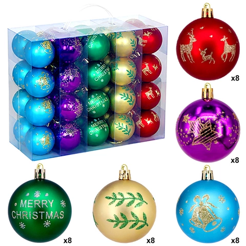Christmas Ball Ornaments Plastic Electroplated Painted Christmas Tree Balls Purple Gold Red Hanging Decorations For Holiday Home Party Decor