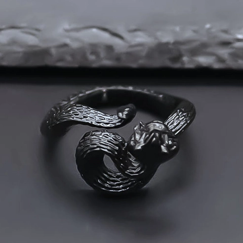Anillo de Serpiente Exagerado Vintage Anillo Abierto Ajustable Retro Punk Gótico Aleación Color Plata Hip Hop Joyería para Hombres Mujeres