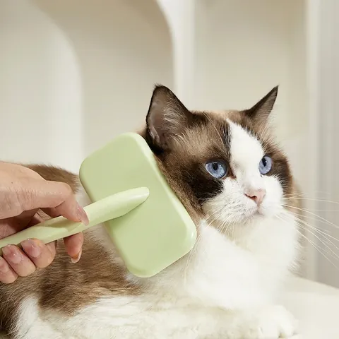 Cepillo De Aseo Para Perros Y Gatos Peine De Agujas De Acero Inoxidable Para Pelo Enredado Mango Ergonómico Herramienta Estilo