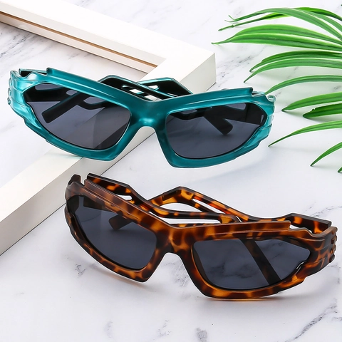 Gafas De Sol Cyberpunk Futuristas Y2K Montura PC Irregular Protección UV400 Ciclismo Deportes Hombres Mujeres