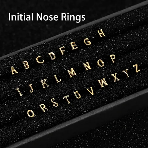 S925 Sterling Silver Initial Letter Nose Stud Minimalist Tiny Body Piercing Jewelry For Women