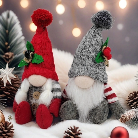 Stoff Strick Weihnachtsgnom Schwedischer Tomte Gesichtslose Plüschpuppe Pompon Für Festliche Feiertage Haus Party Dekoration