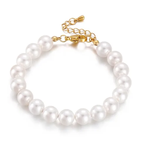 Elegantes Muschelperlen Armband Edelstahl Vergoldet Vintage Minimalistisch Verstellbar Für Damen Schmuck Geschenk
