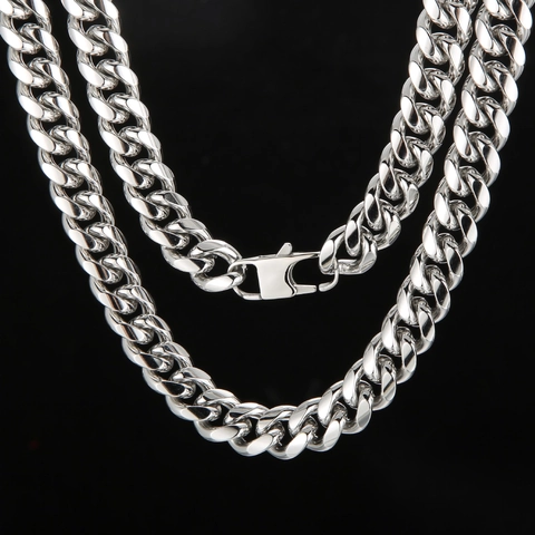 Collar De Cadena Cubana Acero Inoxidable 316L Pulido Estilo Hip Hop Para Hombre Joyería Robusta