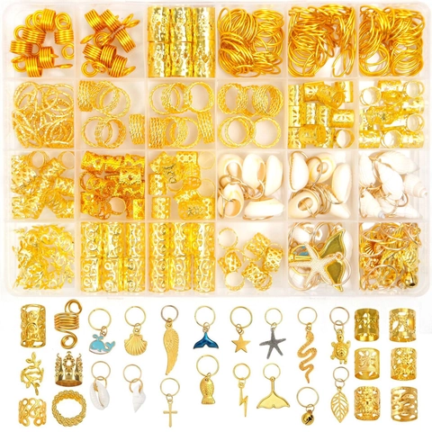 Gioielli Per Capelli Trecce Anelli Lega Metallo Fermagli Per Capelli Charms Per Dreadlocks Accessori Per Capelli DIY Forme Miste Oro Argento