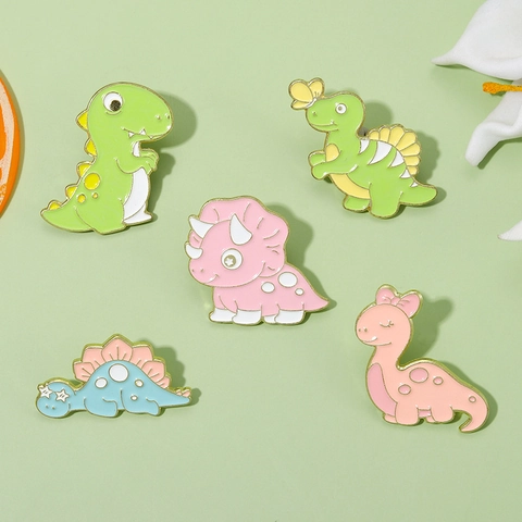 Cute Cartoon Dinosaur Alloy Enamel Brooch Pin Personalized Animal Badge For Clothes Bags Backpacks Decoration Accessories Gift