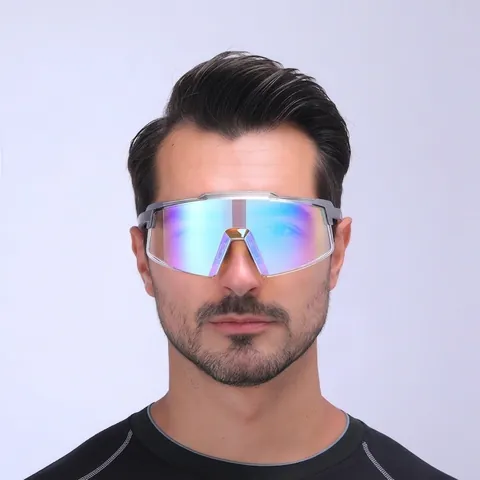 Occhiali Da Sole Ciclismo Montatura Grande PC UV400 Antivento Sport All'aperto Specchiati Colorati Uomo Donna
