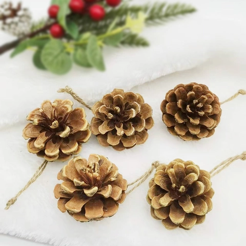 Natural Pine Cones Christmas Hanging Ornaments White Painted Snow Effect Tree DIY Craft Decorations Rustic Holiday Home Decor