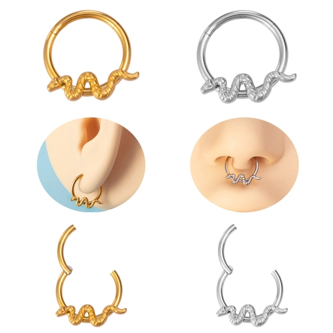 Anello A Segmento Incernierato A Forma Di Serpente In Acciaio Inossidabile Piercing Al Setto E Al Naso Orecchino Cartilagine