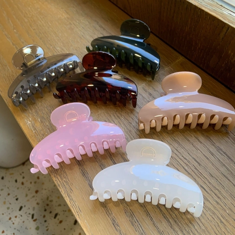 Large Hair Claw Clip Plastic Resin Solid Color Simple Matte Glossy Hair Accessories For Women Thick Hair Styling