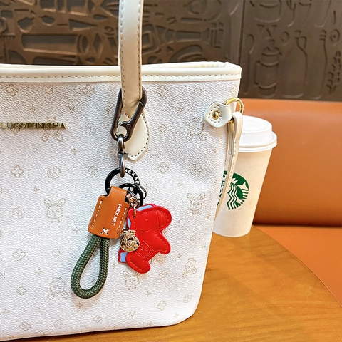 Llavero Lindo de Cuero de Caballo Cuerda Trenzada Colgante de Llave de Coche Bolso Regalo