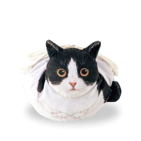 Mignonne Trousse De Maquillage En Peluche Forme Visage Chat Cordon Impression Réaliste Organisateur Cosmétique Sac Voyage