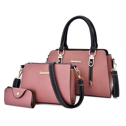 Borsa A Mano Borsa A Tracolla E Borsellino Donna Pelle PU Trama Grana Di Litchi Elegante Moda Pendolare Grande Capacità