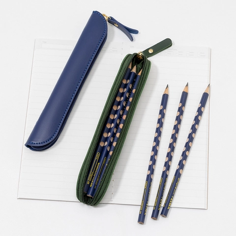 Minimalist Leather Pencil Case Slim PU Pouch Zipper Stationery Organizer For School Office Universal Solid Color