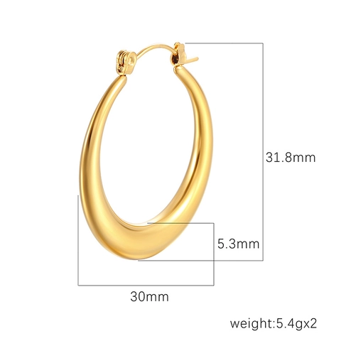 Chunky Hoop Ohrringe Edelstahl 18K Vergoldet Hochglanzpoliert Geometrischer Modeschmuck Für Damen