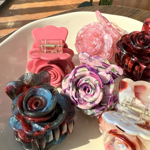 Rosenblüten Acetat Haarklammer Elegant Süß Handgefertigt Modisches Haaraccessoire Für Damen Mädchen