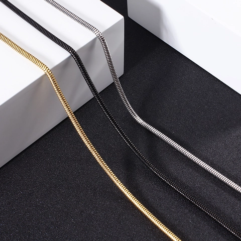 Stainless Steel Snake Chain Necklace With Lobster Clasp Minimalist High Polished Metal Link Chain DIY Jewelry Making