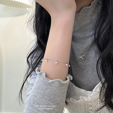 S925 Sterlingsilber Künstliche Perle Armband Fußkettchen Für Damen Minimalistische Runde Perlenkette Verstellbarer Modeschmuck Täglich
