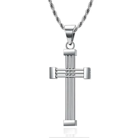 Collana Con Pendente A Croce In Acciaio Inossidabile Per Uomo Gioielli Hip Hop Regalo Religioso