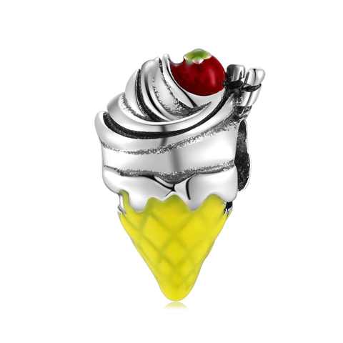 Ciondolo A Forma Di Cono Gelato In Argento Sterling 925 Perlina Smalto Colorato Dessert Estivo Per Gioielli DIY