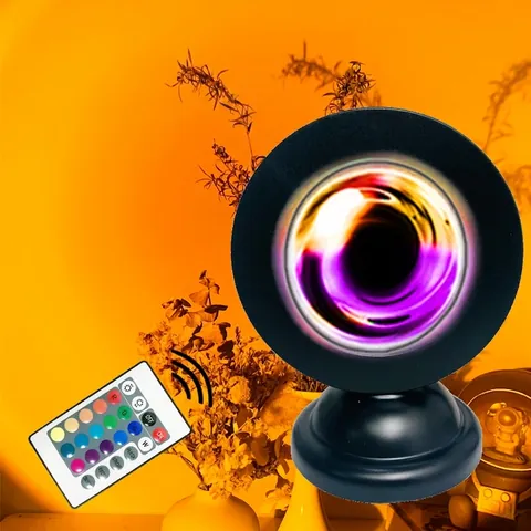Mini Sunset Projection Lamp RGB Sixteen Colors Remote Control USB Powered Atmosphere Night Light For Bedroom Decor