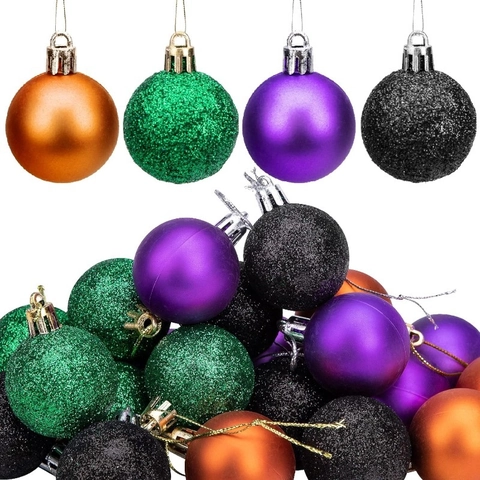 Halloween Christmas Tree Decorative Hanging Balls Plastic Ornaments For Holiday Party Home Decor Shiny Matte Glitter