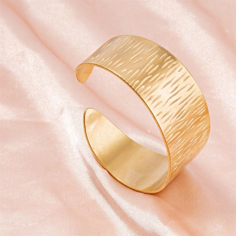 Bracciale A Polsino In Acciaio Inossidabile Per Donna Largo Regolabile A Forma Di C Moda Gioielli Geometrici Testurizzati