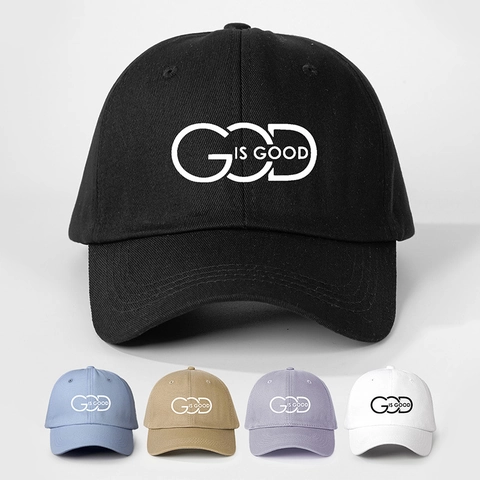 God Is Good Print Baseball Cap Polyester Adjustable Sun Protection Curved Brim Outdoor Sports Hat