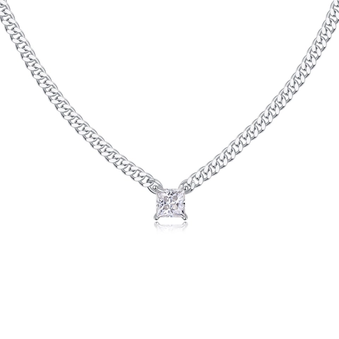 925 Sterlingsilber Moissanit Halskette Rund Brillant Solitär Panzerkette Anhänger Halskette Mode Schmuck Für Damen Herren