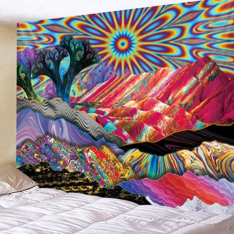 Arazzo Psichedelico Poliestere Decorazione Da Parete Trippy Per Camera Da Letto Soggiorno Dormitorio Paesaggio Astratto Colorato