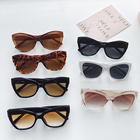 Cat Eye Sonnenbrille UV400 Schutz PC Gläser Harzrahmen Retro Vintage Oversized Trendige Outdoor Reise Brillen Für Damen