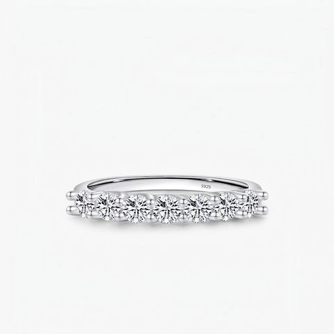 S925 Sterling Silver Moissanite Eternity Band Ring For Women D Color VVS1 Luxurious Row Inlaid Fine Jewelry Finger Ring