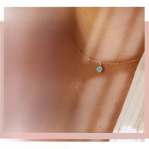 Birthstone Pendant Necklace 316 Stainless Steel Round Rhinestone Satellite Bead Chain Minimalist Fashion Jewelry For Women