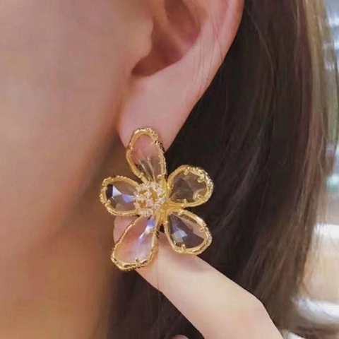 Eleganti Orecchini a Bottone a Forma di Fiore in Cristallo Con Perno in Argento Sterling 925 Lega Zirconia Orecchini Floreali Gioielli Donna
