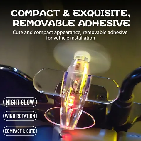 Mini Flugzeug Deko Mit Windkraft LED Licht Rotierender Propeller Kunststoff Transparent Fahrzeug Und Helm Deko Zubehör