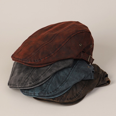 Coppola Vintage Da Uomo In Cotone Lavato Berretto Piatto Regolabile Stile Punk Retro Biker