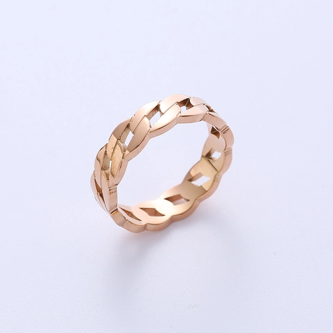 Anello A Catena In Acciaio Inossidabile 316L Vuoto Maglia Cubana Gioielli Di Moda Minimalista Per Donne