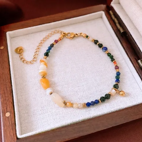 Pulsera De Cuentas Retro Con Piedra Natural Y Concha Colgante De Corazón Acero Inoxidable Estilo Étnico Ajustable Joyas Para Mujer