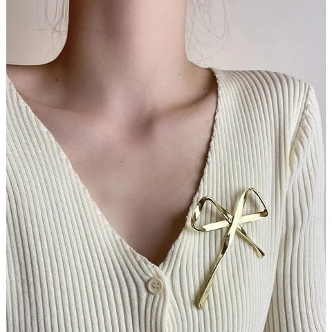 Spilla a Fiocco in Metallo in Stile Coreano per Donna Elegante Spilla a Fiocco per Decorazione di Abbigliamento Gioielli alla Moda Regalo