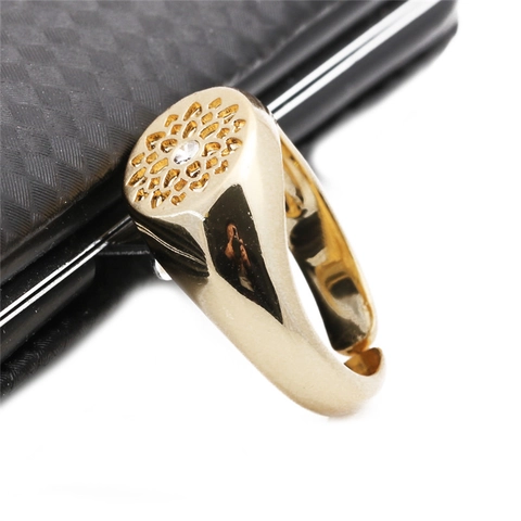 Anello Aperto Regolabile Fiore Di Loto Rame Micro Pavè Zircone Cavo Placcato Oro Gioielli Vintage Donna